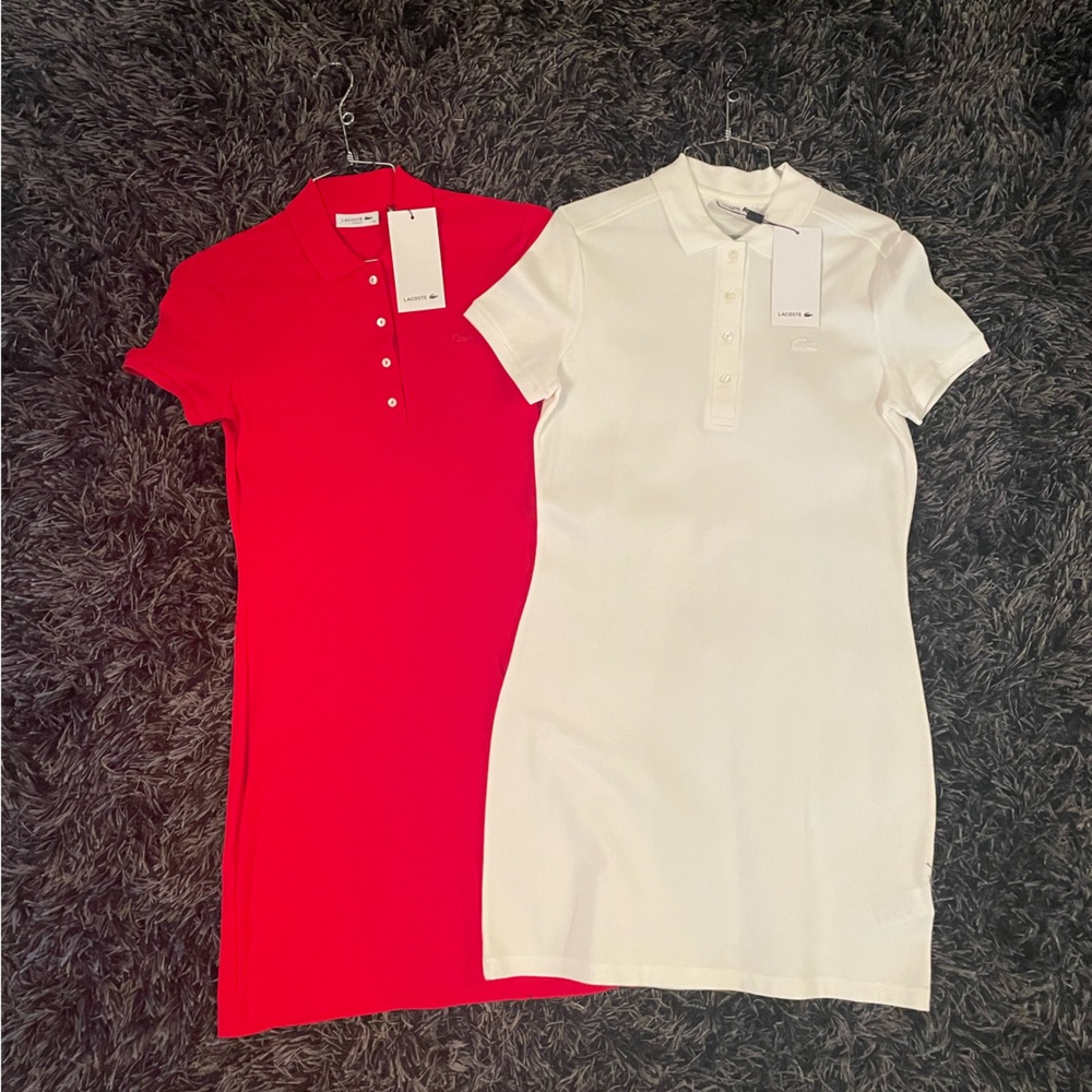 EF5473 RED Dress Lacoste Ladies Red SS Dress, slim fit -Cotton & stretch! Red